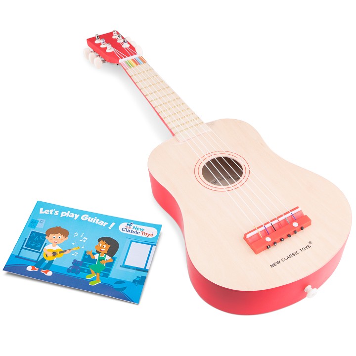 New Classic Toys - Gitarre - DeLuxe - Natur/Rot